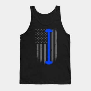 Police Barbell Thin Blue Line Flag Tank Top